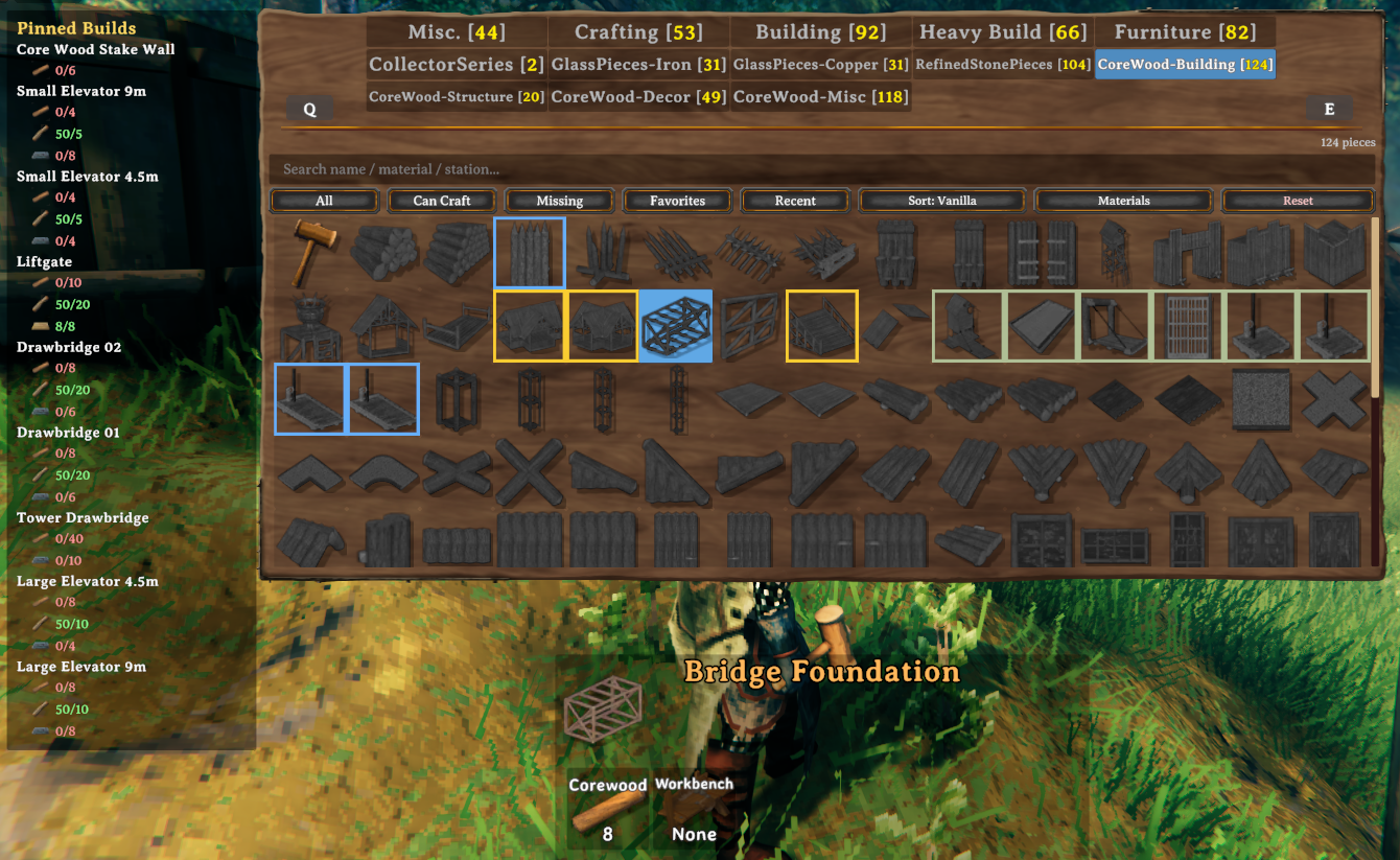 Build menu overview